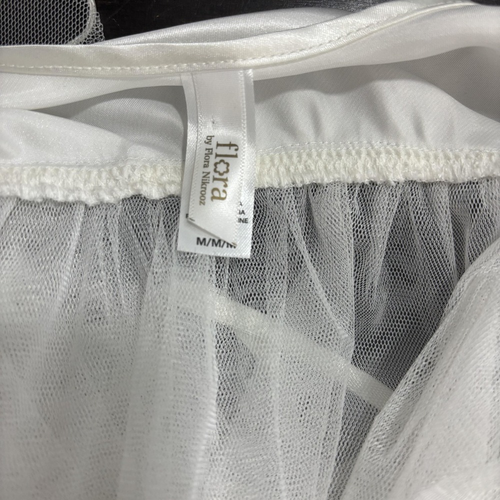 Sheer Mesh Floral Camisole Tank Top Womens Medium White Empire Waist Fairy Rodeo - Picture 12 of 14